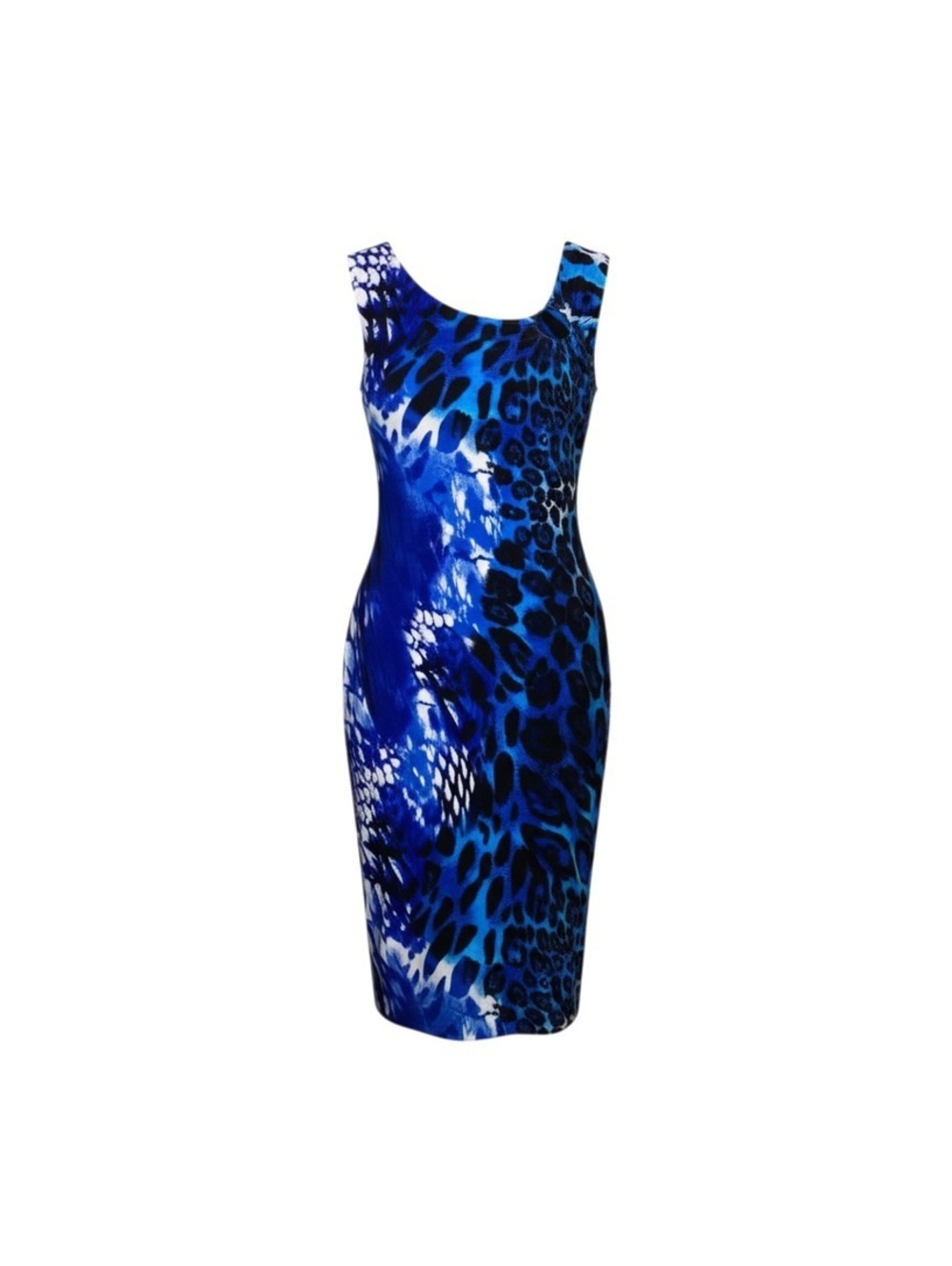 Cache Blue Animal Print Bodycon Dress